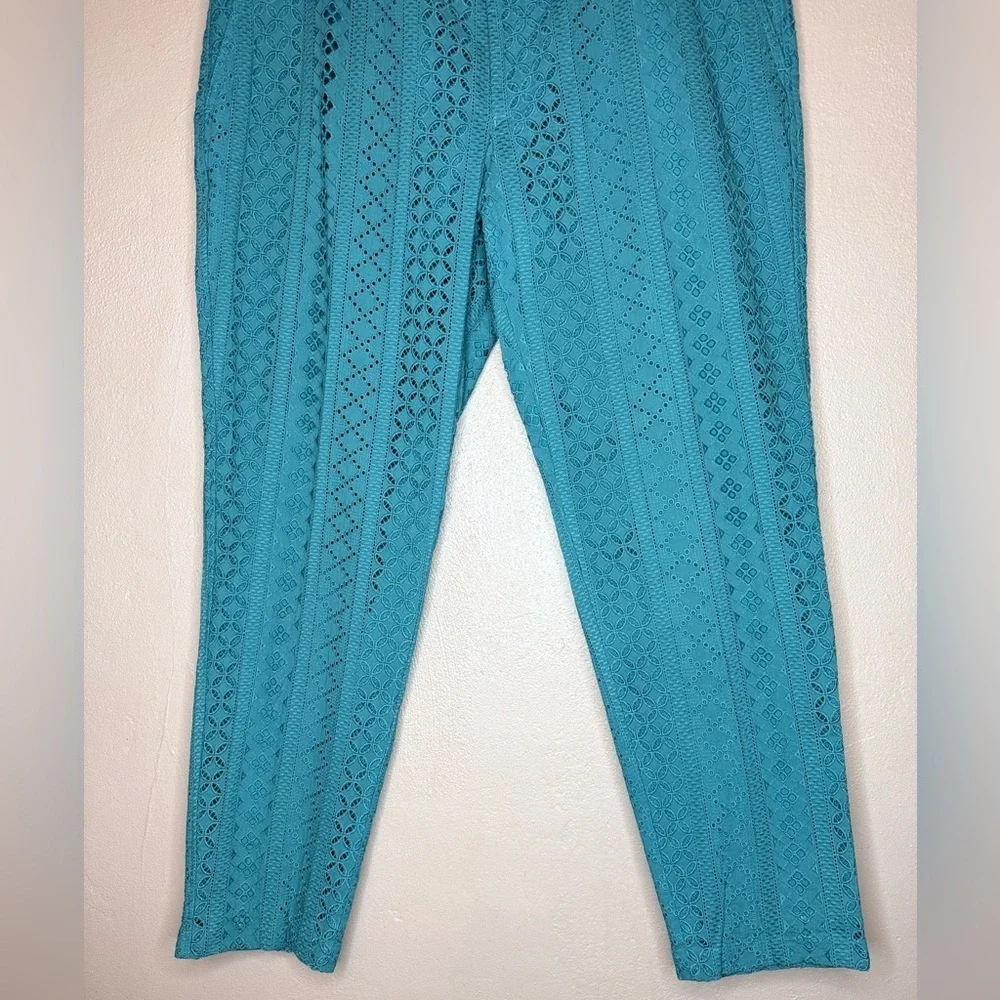 International Concepts Eyelet Patterned Ankle Pants in Island Breeze Size 1X NWT